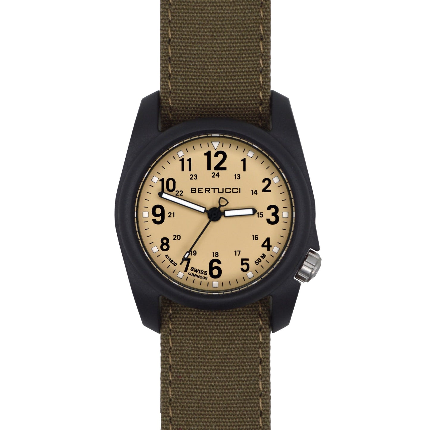 Bertucci DX3 Canvas - Khaki Dial, Bark Comfort Canvas Band