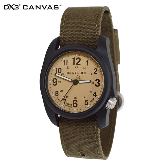 Bertucci DX3 Canvas - Khaki Dial, Bark Comfort Canvas Band