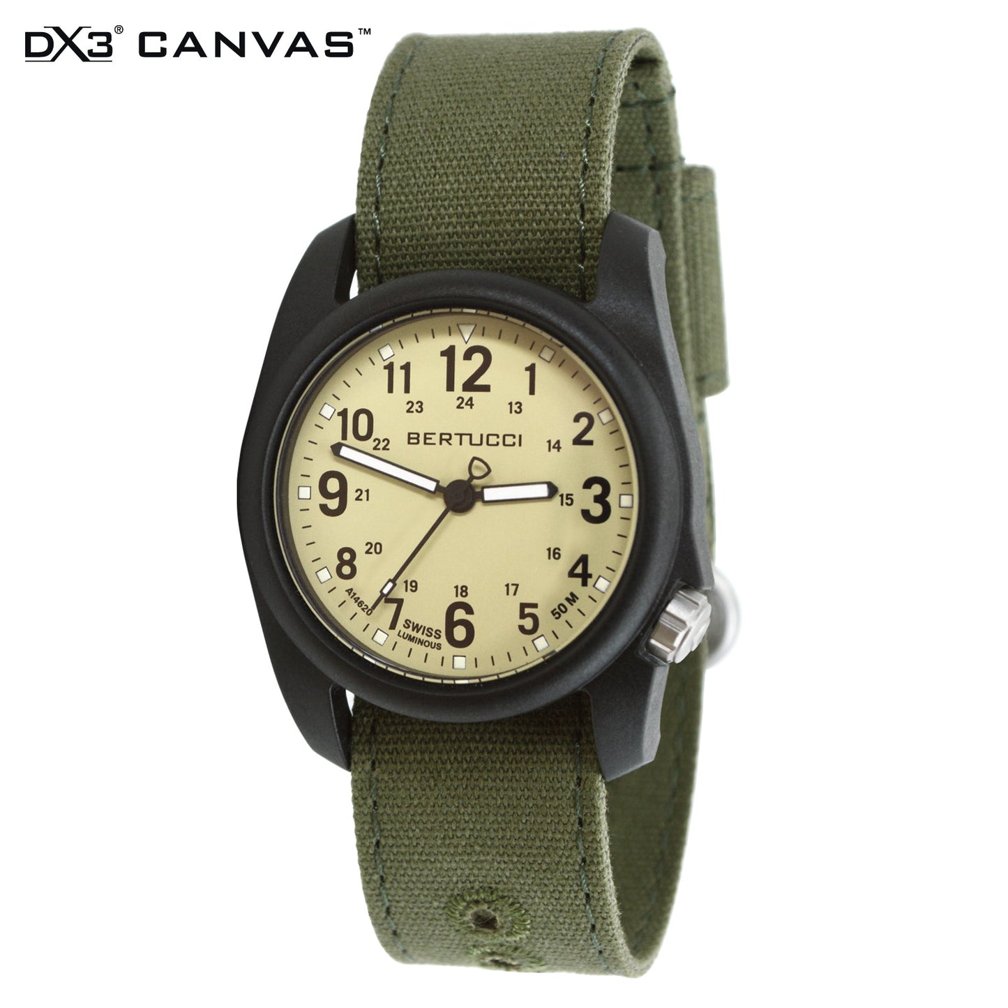 Bertucci DX3 Canvas - Saguaro Dial, Evergreen Comfort Canvas Band