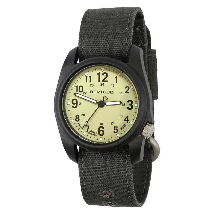 Bertucci DX3 Canvas - Saguaro Dial, Faded Black Comfort Canvas Band