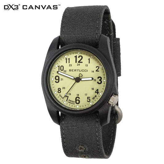 Bertucci DX3 Canvas - Saguaro Dial, Faded Black Comfort Canvas Band