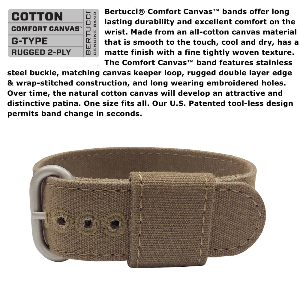 Bertucci DX3 Canvas - Khaki Dial, Bark Comfort Canvas Band