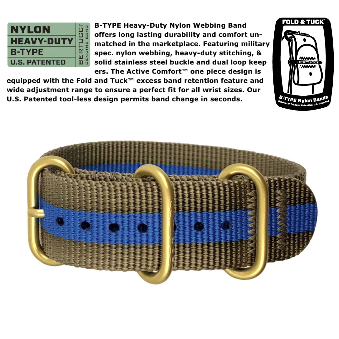 Bertucci A-2A Golden Field™ - White dial, Coyote w/ Blue Pro-Stripe™ Nylon Band