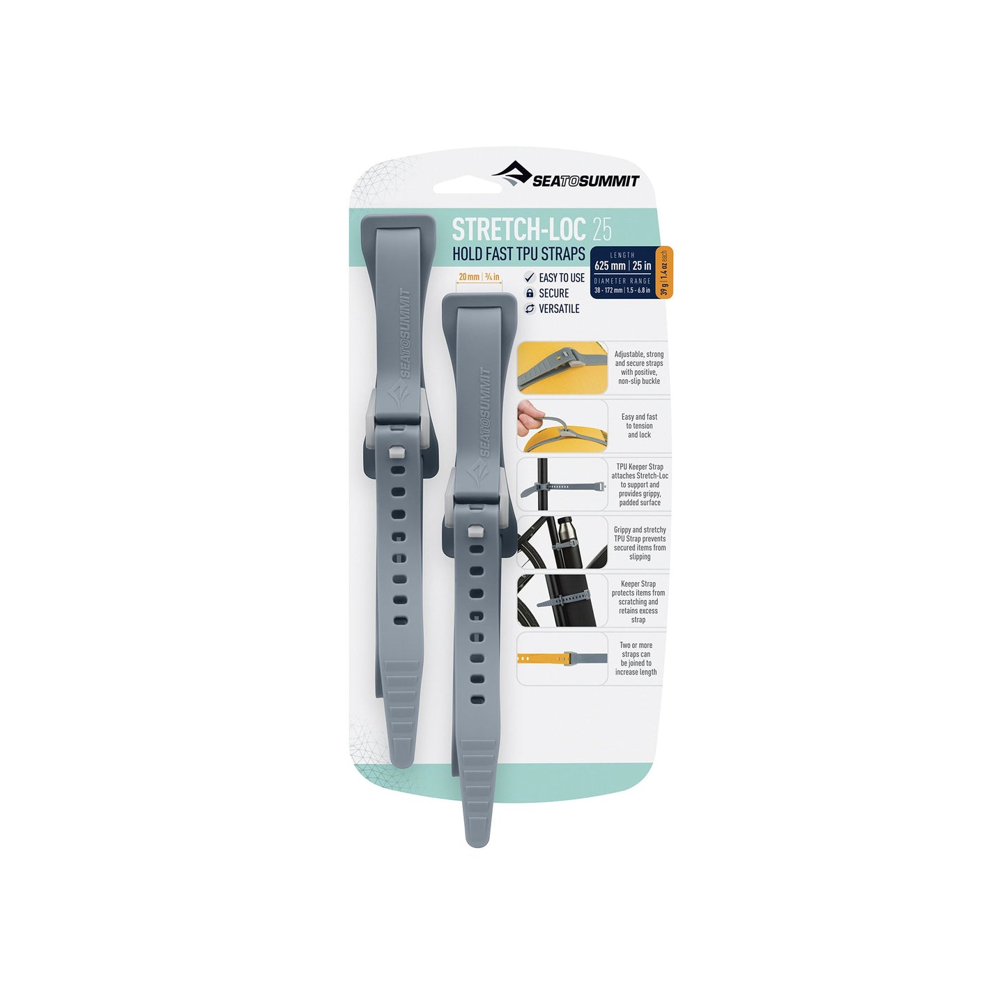 Sea to Summit Stretch-Loc TPU Straps 25" (2 Pack)