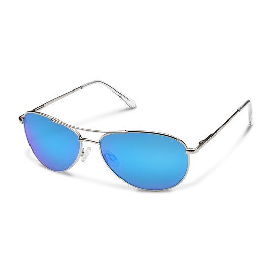 Suncloud Patrol Silver Sunglasses w/ Polarized Blue Mirror Lens