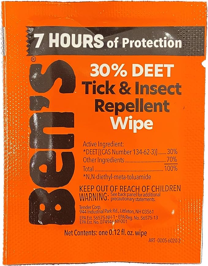 Ben's 30% DEET Mosquito, Tick and Insect Repellent Wipes 12ct
