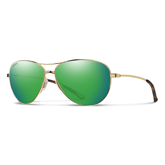 Smith Langley Gold Sunglasses W/ ChromaPop Polarized Green Mirror