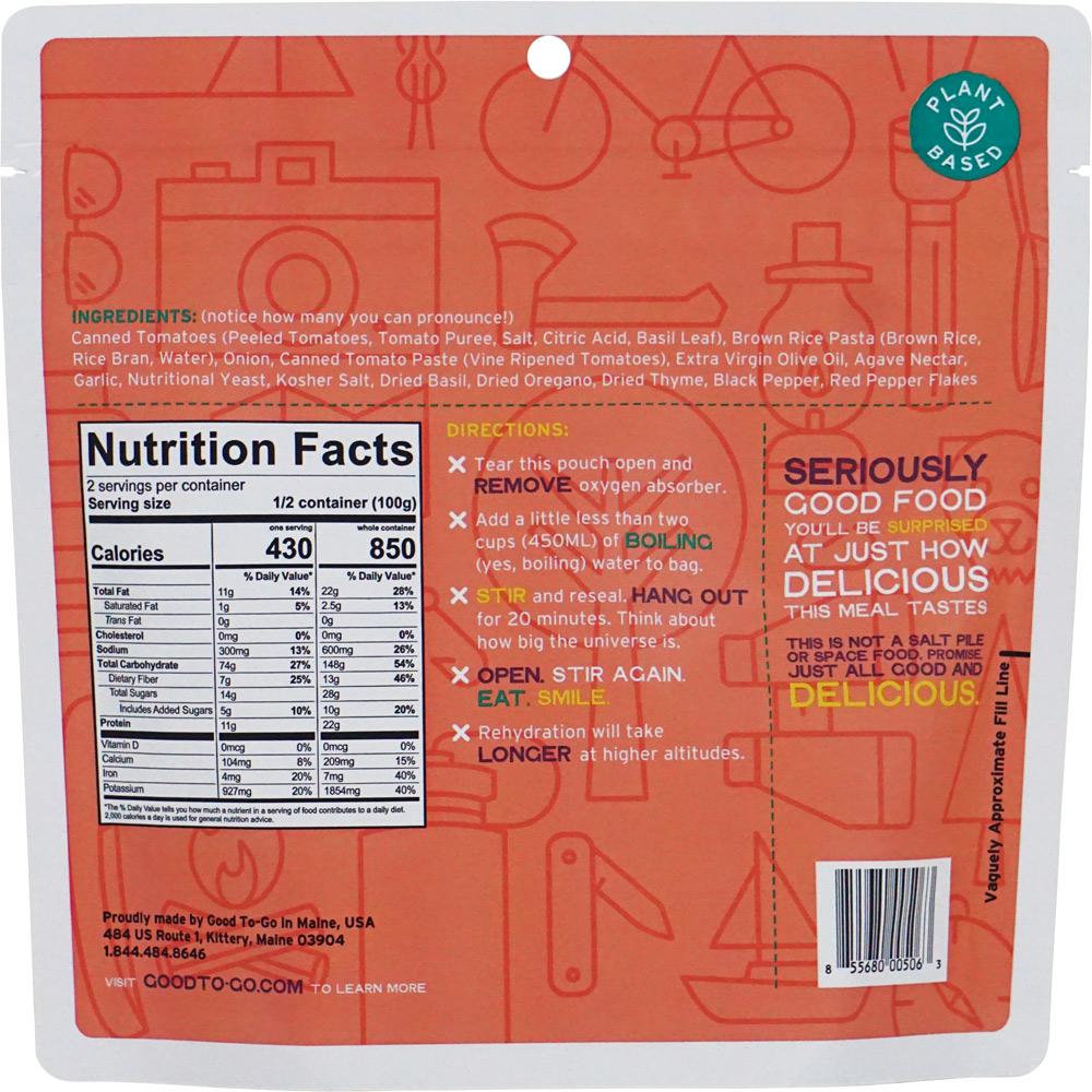 Good To-Go Classic Marinara with Pasta 3.5oz