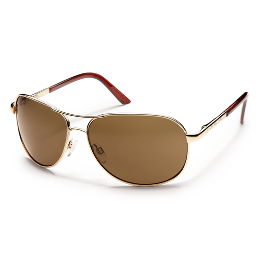 Suncloud Aviator Gold Sunglasses w/ Brown Polarized Lens