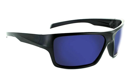 Optic Nerve Venture Matte Black with Smoke Lens Blue Mirror Sunglasses