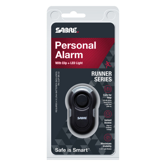 SABRE Clip-On Personal Alarm w/ LED Safety Light