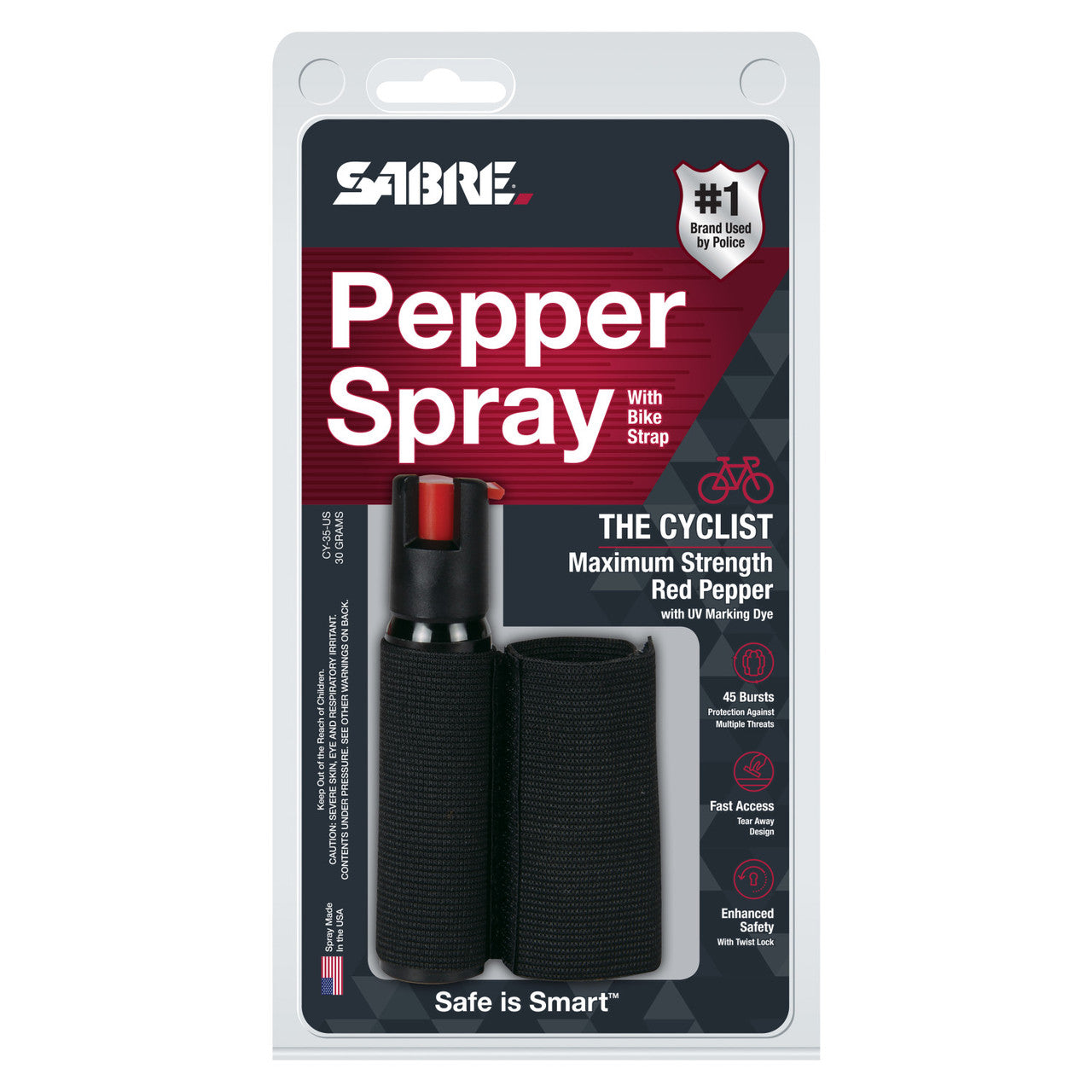 SABRE Cyclist Pepper Spray w/ Adjustable Bike Strap